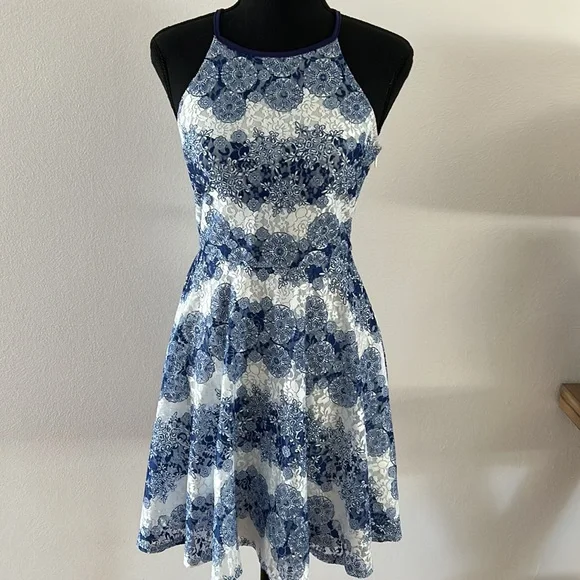 Charlotte Russe Dresses | Charlotte Russe Dark Blue & White Floral Lace Dres | Color: Blue/White | Size: M | Brigidmcnamara's Closet Charlotte Russe Dresses | Charlotte Russe Dark Blue & White Floral Lace Dres | Color: Blue/White | Size: M | Brigidmcnamara's Closet